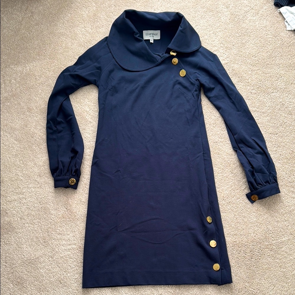 Elizabeth McKay Size 0 Navy Dress with Gold Buttons